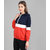 Vivient Women Nevy White Red Colour block Hood Sweatshirt