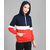Vivient Women Nevy White Red Colour block Hood Sweatshirt
