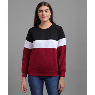                       Raabta Fashion RWS-WNTR009 Color Block Maroon & Black Sweater                                              