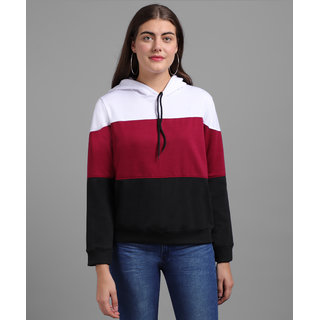                       Raabta RWT-R0 Three Colour Combo Maroon Black White Strip SweatShirt                                              