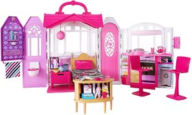 Barbie Glam Getaway Portable Dollhouse, 1 Story with Furniture, Accessories and Carrying Handle