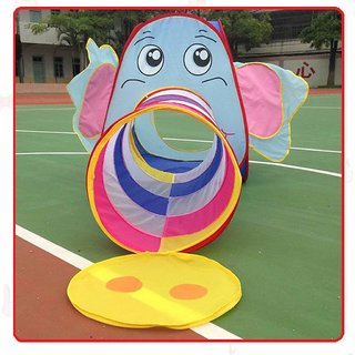2-in-1 Elephant Tunnel Pop-up Ball Pool Tent, Fold-able, Outdoor Tent House
