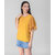 Vivient  Women Light Yellow Ruffle Sleeve Neck Button Top