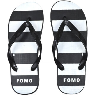 Fomo Men'S Rubberized Eva Anti Skid Flip-Flops And House Slippers (Unique-Black White F68 )