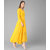 Vivient Women Yellow V-Neck Georgette Plain Maxi Dress