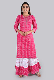 Dhruvi Women Rayon Bandhani Kurta With Skirt Set