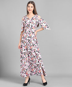 raabta fashion maroon printed maxi dress