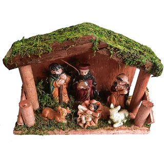                       Nativity Scene Christmas Crib Ornament Decoration (Pack of 1)                                              