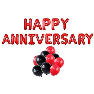                       16 RED HAPPY ANNIVERSARY FOIL BALLOON COMBO SET OF 66pcs                                              