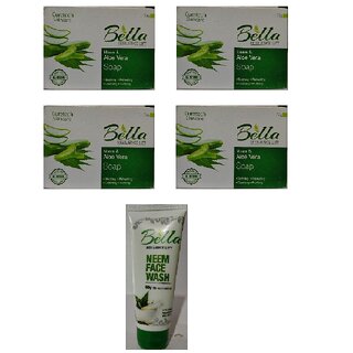                       Bella Neem  Aloe Vera Soap 4+1 Bella Neem Face Wash                                              