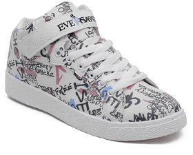 Eversassy Canvas Shoes Sneakers For Women (White, Pink)