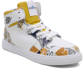 Eversassy Canvas Shoes Sneakers For Women (White, Yellow)