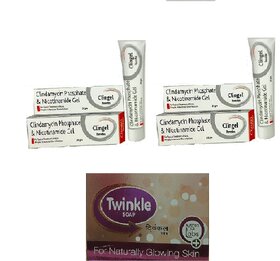 Clingel Cream for topical treatment of Acne, Pimples Cream 2+1 Twinkle Soap for Naturally Glowing Skin