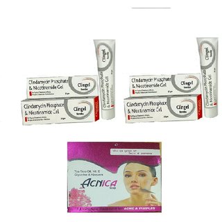 Clingel Cream for topical treatment of Acne, Pimples Cream 2+1 Acnica Acne  Pimples Soap