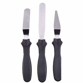REGAL 3-in-1 Multi-Function Stainless Steel Cake Icing Spatula Knife, Multi Color, Set of 3-Pcs