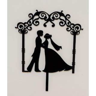 SURSAI Black Couple Wedding Design Cake Topper for Decoration Pack of 1