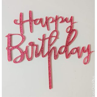                       SURSAI Rose Gold Zari Best Decoration Happy Birthday Cake Topper Pack of 1                                              
