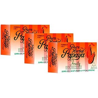                       Pure Herbal Papaya Fruity Soap 3 In 1 Skin Whitening Soap  (3 x 135 g)                                              