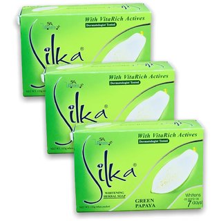                       SIlka Green Papaya Soap For Skin Brightening  (135 g) Pack of 3                                              