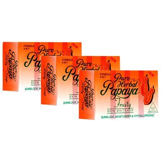                       Pure Herbal Papaya Fruity Soap 4 In 1 Skin Whitening Soap Pack of 3                                              