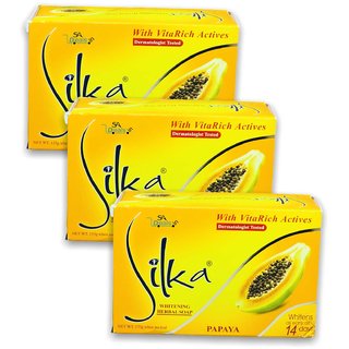                       Silka Papaya Soap For Young Looking Skin Made In Philippines (Pack Of 3)                                              
