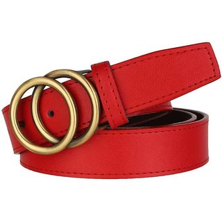 SUNSHOPPING Women Red Casual Synthetic Belt