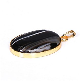                       7 Ratti Sulemani Hakik Pendant With Natural Moti Gold Plated Stone Pendant without chain by CEYLONMINE                                              