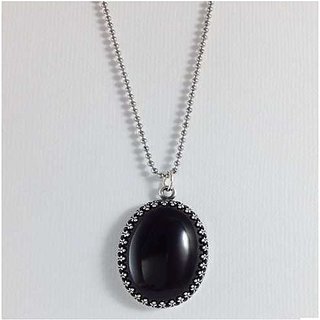                       10.5 Carat Black Sulemani Hakik moti Pendant with lab Report Silver Sulemani Hakik Stone without chain by CEYLONMINE                                              