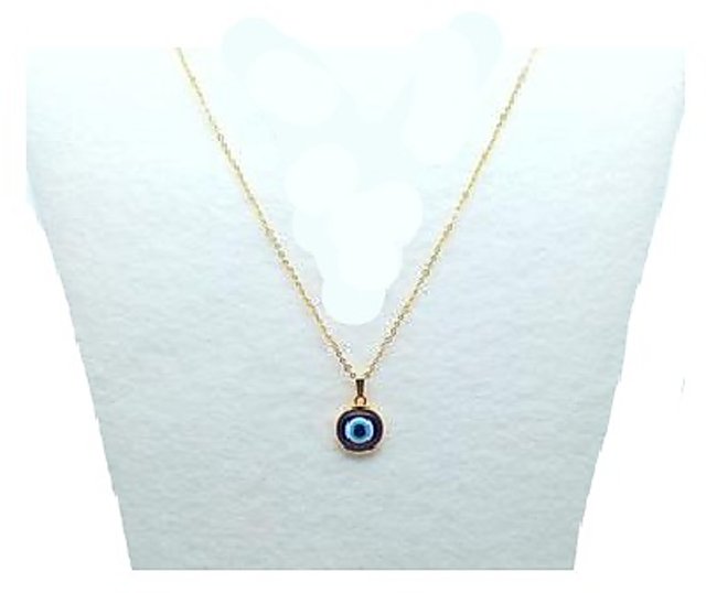 14k Gold Evil Eye Necklace with Turquoise and Diamonds