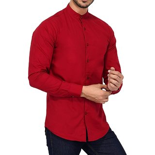 Singularity Clothing Chinese Collar Shirt in Maroon