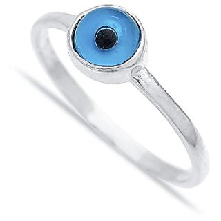                       Blue colour evil eye silver ring by CEYLONMINE                                              