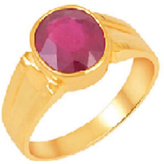                       Certified 100% Original & Natural Ruby 5.25 ratti Gold Plated and unisex Ring by CEYLONMINE                                              