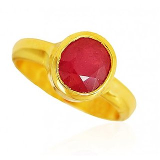                       Ruby ring-With Natural 5.25 ratti Stone Ruby ring gold Plated Ring for unisex by CEYLONMINE                                              