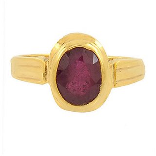                       Ruby 5.25 Ratti Stone Lab Certified 100% Original Ruby Gold Plated Ring by CEYLONMINE                                              