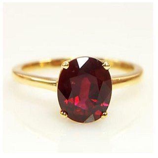                       5.25 ratti Natural Lab Certified Ruby Stone 100 Original Manik Gold Plated Ring by CEYLONMINE                                              