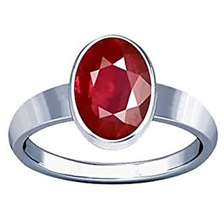                       5.25 RATTI Ruby Manik Stone Ring Silver Adjustable red colour ring by CEYLONMINE                                              