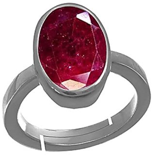                       5.25 Ratti Lab Certified Ruby Stone 100% Original  Silver Ring for unisex by CEYLONMINE                                              