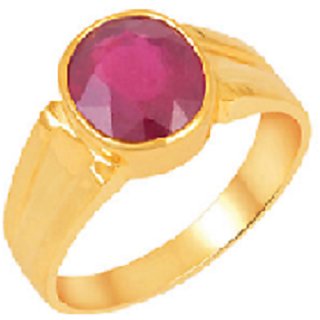                       Certified 100% Original & Natural Ruby 6.25 ratti Gold Plated and unisex Ring by CEYLONMINE                                              