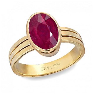                       Ruby Ring-6.25 Ratti Natural Certified Ruby Manik Panchdhatu Ring by CEYLONMINE                                              