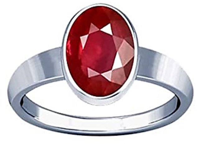 Sterling Silver Trillion Cut Red Ruby Ring