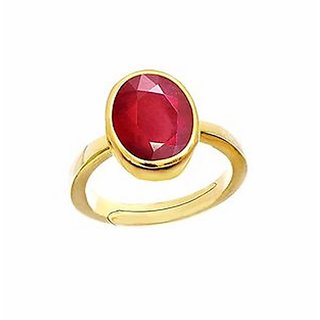                       Ruby Ring-Manik Ring 7.25 Ratti Natural Certified Ruby Manik Panchdhatu Ring by CEYLONMINE                                              
