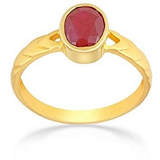                       Ruby Ring-Natural 7.25 Ratti Lab Certified Panchdhatu Gold Plated Ring  by CEYLONMINE                                              