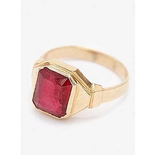                       9.25 Ratti Natural Certified Gold Plated Ruby Panchdhatu Ring for unisex by CEYLONMINE                                              