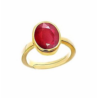                       Ruby Ring-Manik Ring 9.25 Ratti Natural Certified Ruby Manik Panchdhatu Ring by CEYLONMINE                                              