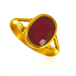                      Stone Ruby gold Plated Ring100 Natural 9.25 ratti ruby ring by CEYLONMINE                                              