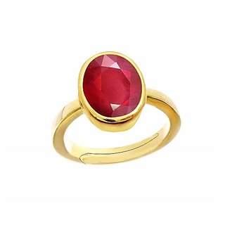                       Ruby ring-Ruby 9.25 ratti gold Plated Ring for unisex by CEYLONMINE                                              