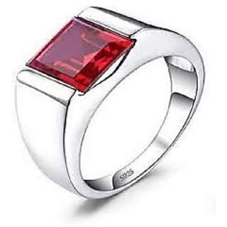                       9.25 ratti ruby Stone 100 Natural Manik Silver ring for unisex by CEYLONMINE                                              