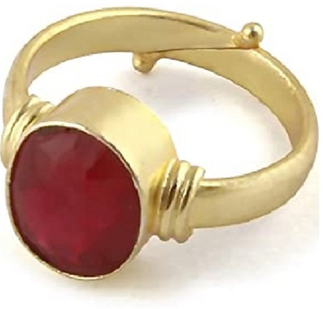 Buy VDesign Natural Old Burma Ruby Stone Original Certified AAA++ Quality Real  Ruby Gold Ring Original Ruby Stone Certified Ring 9 Ratti With Gold Band  Ring For Men & Women Oval Shape
