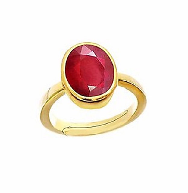 Certified Ruby(Maanik) Ring In Panchdhatu (पंचधातु रूबी रिंग), Stone  Weight- 4.40 carat, Ring Size-19 - Jyotishshop