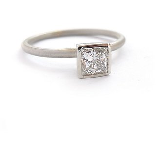                       American Diamond, Cubic Zirconia Silver Adjustable Certified Ring By CEYLONMINE                                              